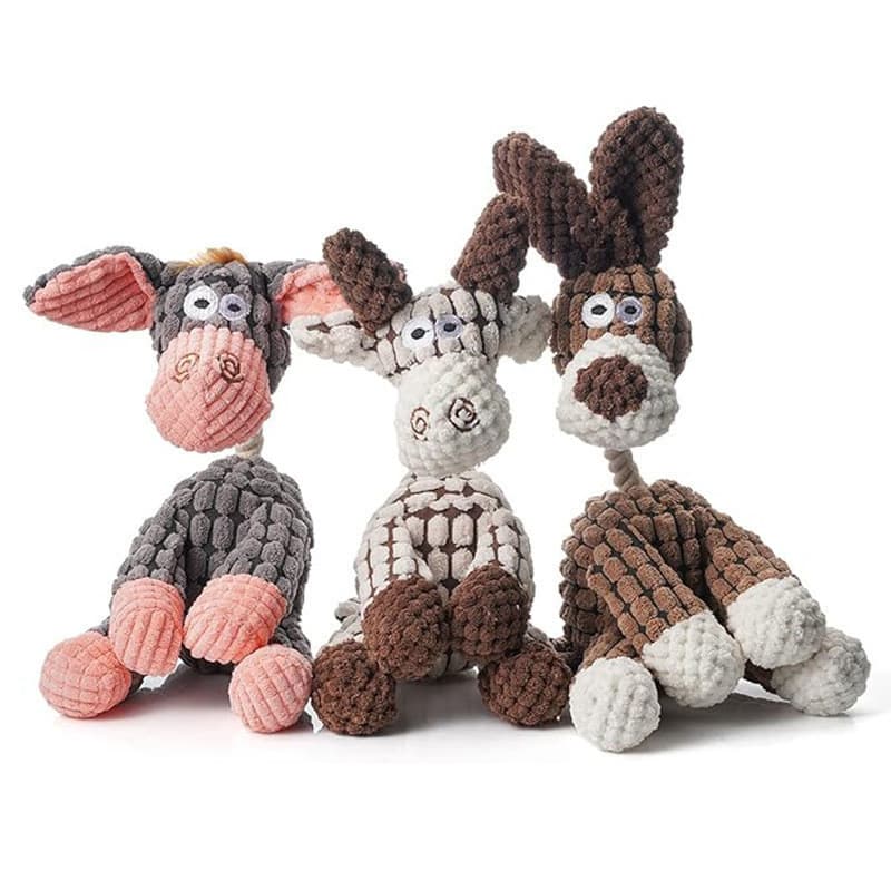Brinquedo de mastigar para animais de estimação com som, corda de algodão de veludo macio, brinquedo de mastigar durável