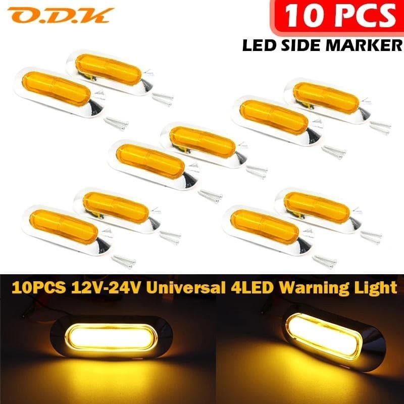 10 Unidades 4 LED Luzes Marcadoras Laterais Traseiras Luz De Folga Indicador De Lâmpada Externa Carro Caminhão Reboque 1