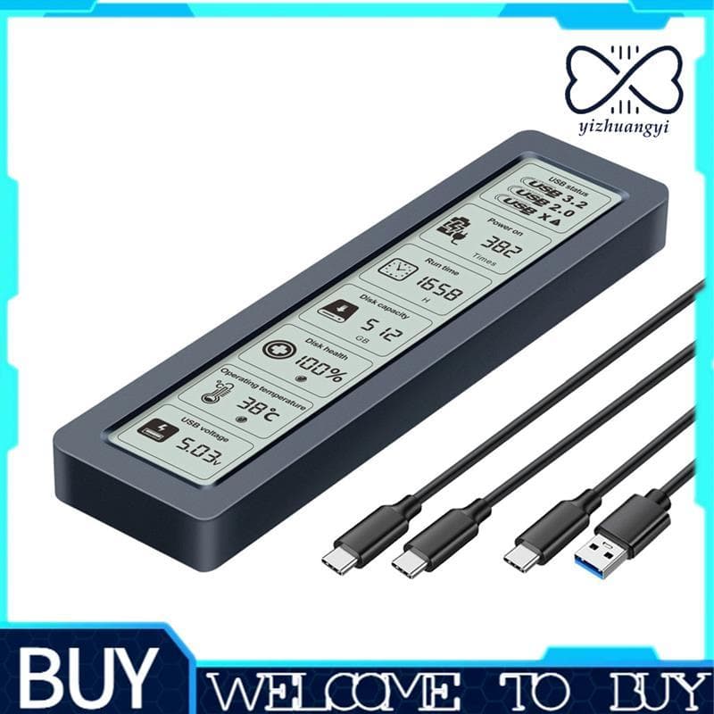 M . 2 SSD Caso NVME Gabinete 10Gbps Para USB 3.2 Gen 2 Tipo C Display Digital Inteligente Externo Caixa