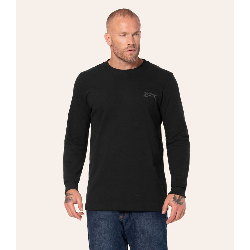 Camiseta Masculina Manga Longa Meia Malha Diametro Preto