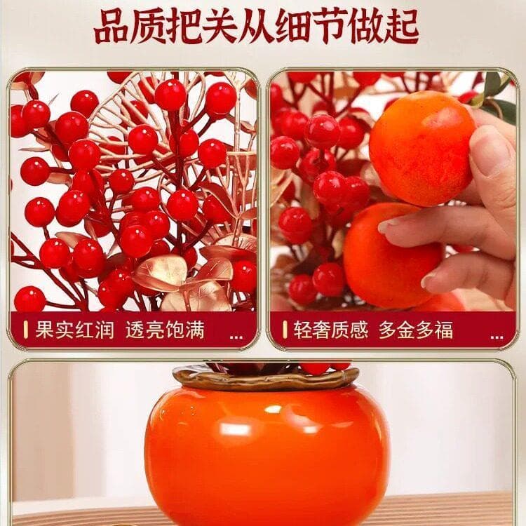 Caqui Ruyi caqui simulação flor sala de estar decoração entrada TV mesa fundo decoração da parede Housewarming alegria e