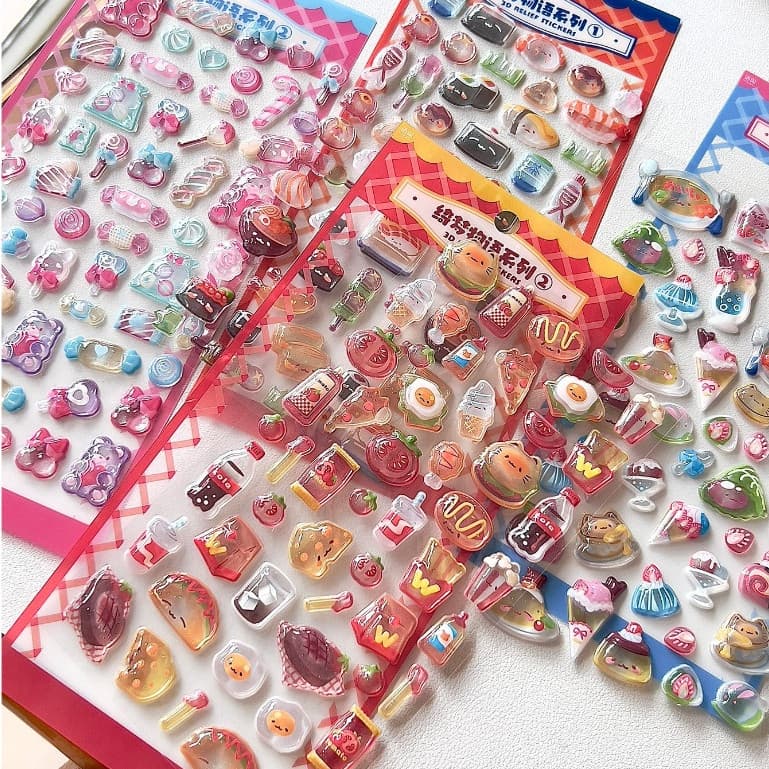 OHAYA |3D tridimensional em relevo adesivo bonito cristal diy caso de telefone manual copo de água adesivo agitando brin