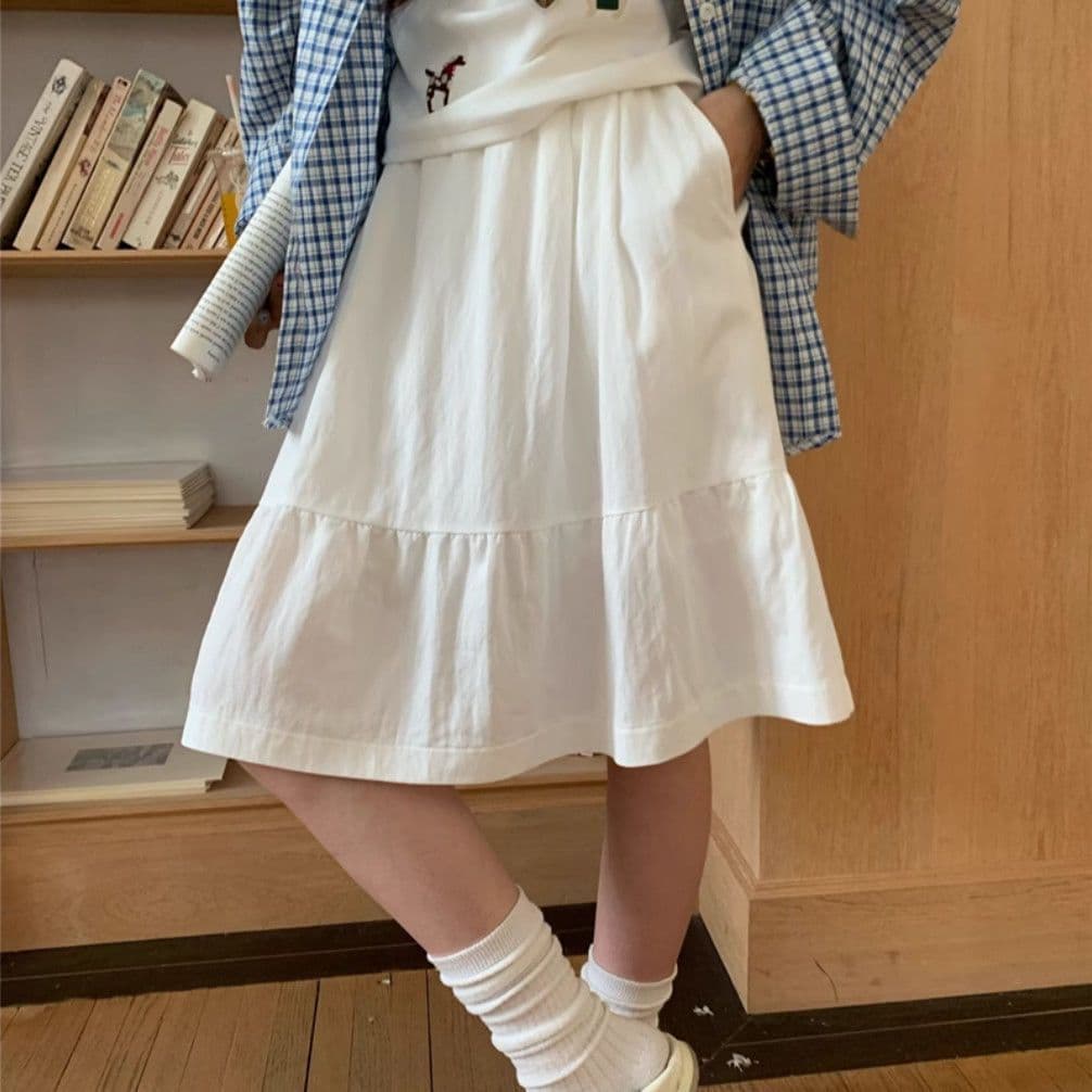 Saia japonesa feminina primavera verão 2025 novo estilo high-End estilo Preppy meia saia de cintura alta guarda-chuva sa