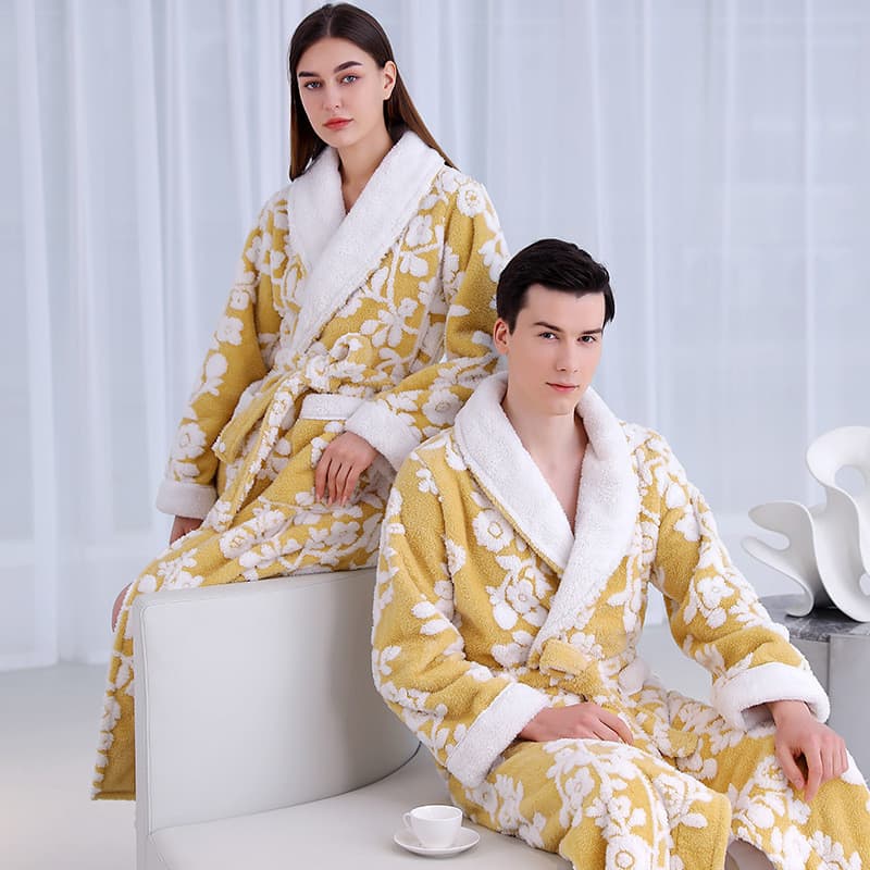 Roupão De Banho Grosso De Camada Dupla Para Homens E Mulheres Robes De Quente Amantes