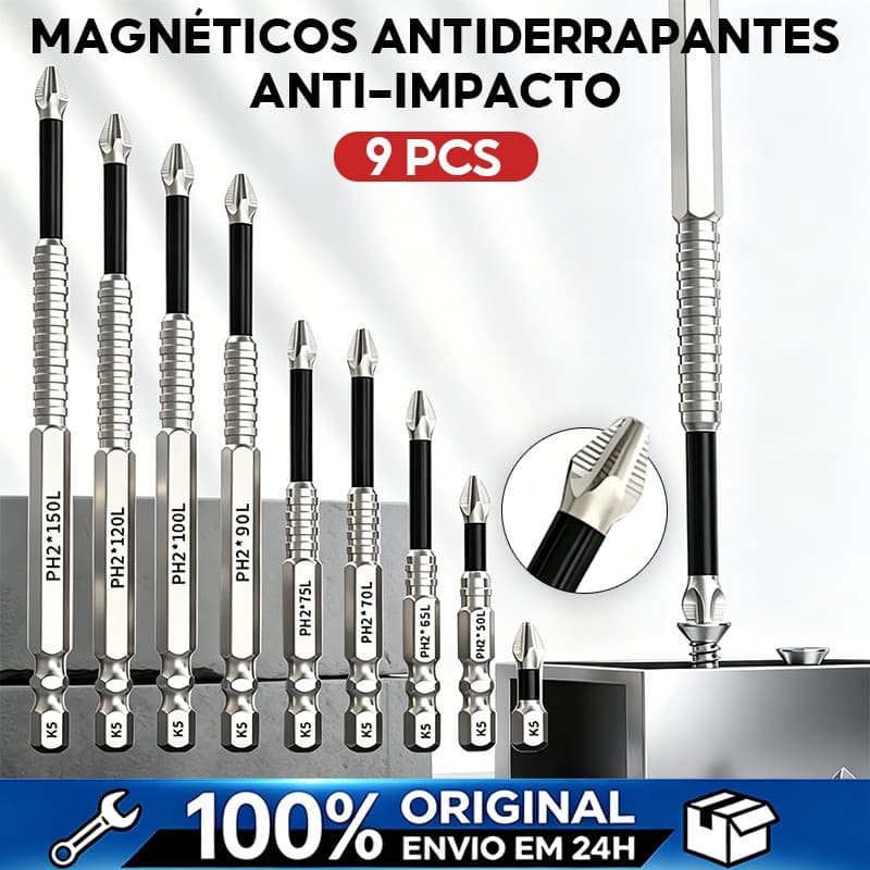kit De Broca De Liga S2 Magnética Antiderrapante Resistente A Impactos PH2 Philips De 9 Peças Para Chave De Fenda De Imp