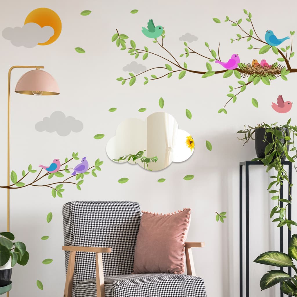 Adesivos de parede ramo de pássaro nuvem adesivos de parede sala de estar quarto decoração de casa adesivos de parede au