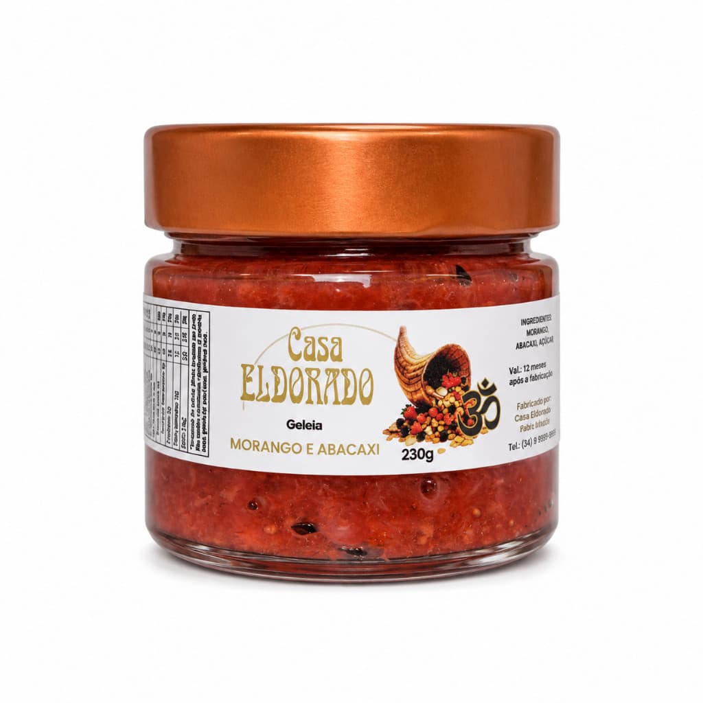 Geleia Artesanal de Morango com Abacaxi - 230g - Eldorado Geleia Fina Gourmet