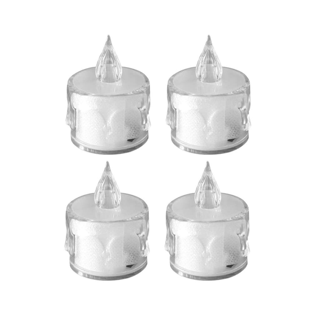 Jogo 4 Mini Velas Eletrônica Decorativa Transparente LED 5cm