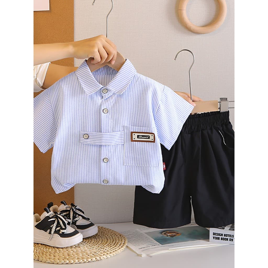 Meninos verão camisa de manga curta terno moda Casual bebê verão novo estilo roupas do bebê roupas infantis terno de dua