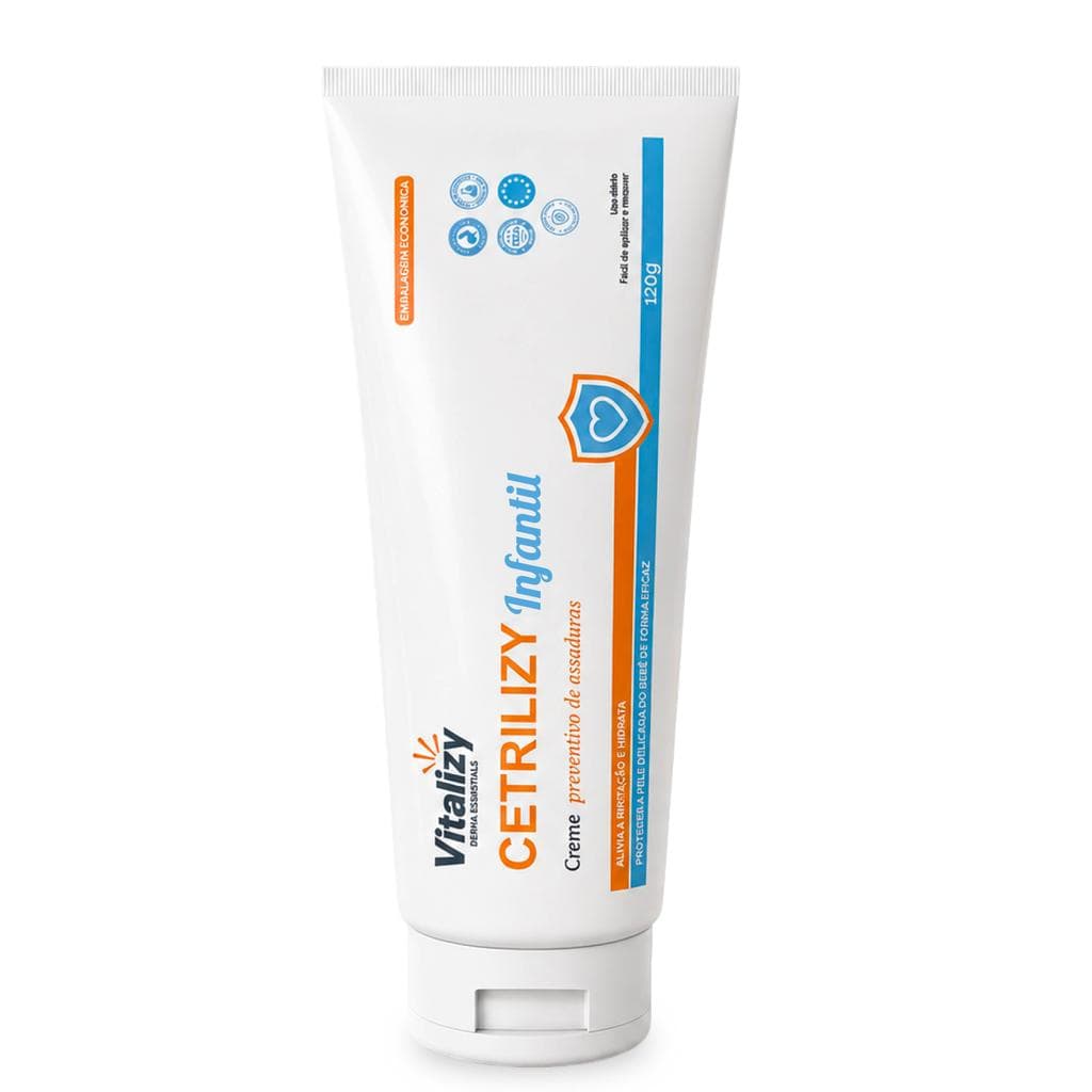 Creme 120g Pomada Preventiva de Assaduras para Bebê e Infantil Hidratação 48Horas Pele Delicada Vitalizy