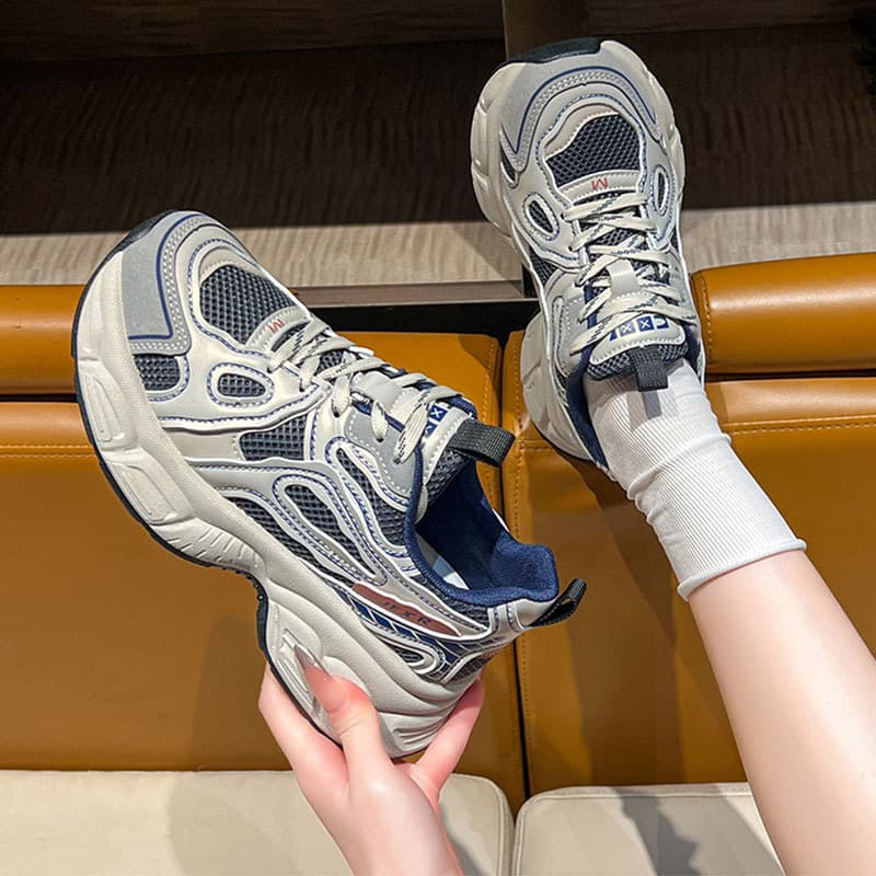 Sapatos de rede de venda quente leve aumentando sapatos esportivos casuais femininos 2025 novo estilo primavera outono p