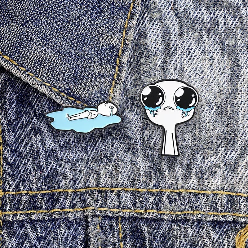 Chorando Personagem Dos Desenhos Animados Esmalte Pino Conjunto Engraçado Meme Broche Emblema Para Saco De Roupas Decora