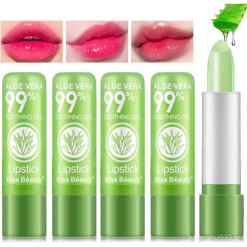 Conjunto de 5 Peças de Bálsamo Labial de Aloe Vera com Mudança de Cor Mágica por Temperatura 4FGE