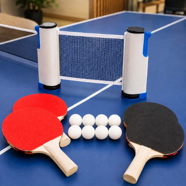 Kit Completo Ping Pong Tênis de Mesa 13 Pçs 4 Raquetes 8 Bolinhas 1 Rede Qualidade Premium Diversão Garantida
