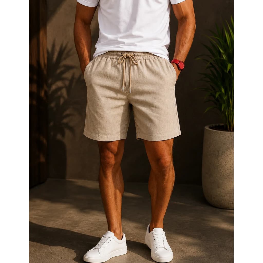 Short Linho Masculino Bermuda Confortável Mauricinho Casual