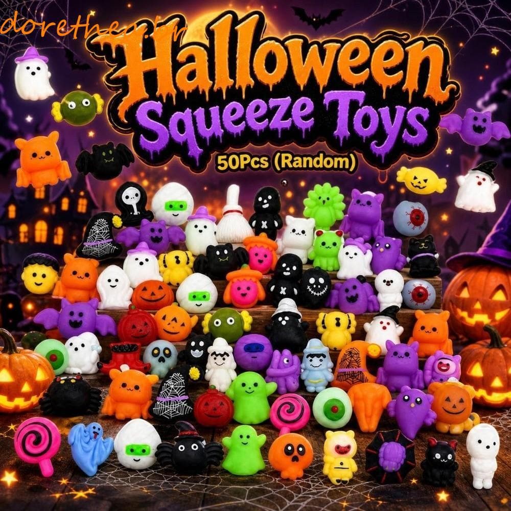DORETHEA 50 Unidades De Brinquedos De Apertar Para Halloween , Brinquedo Mole Fantasma Macio Alívio De Ansiedade , Mini
