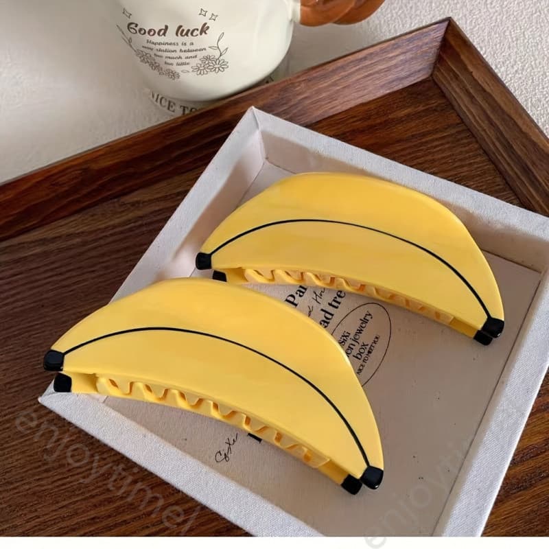 Presilhas de Cabelo com Design de Banana e Ovo Frito para Mulheres, Presilhas de Cabelo Fofas e Doces de Ácido Acético,