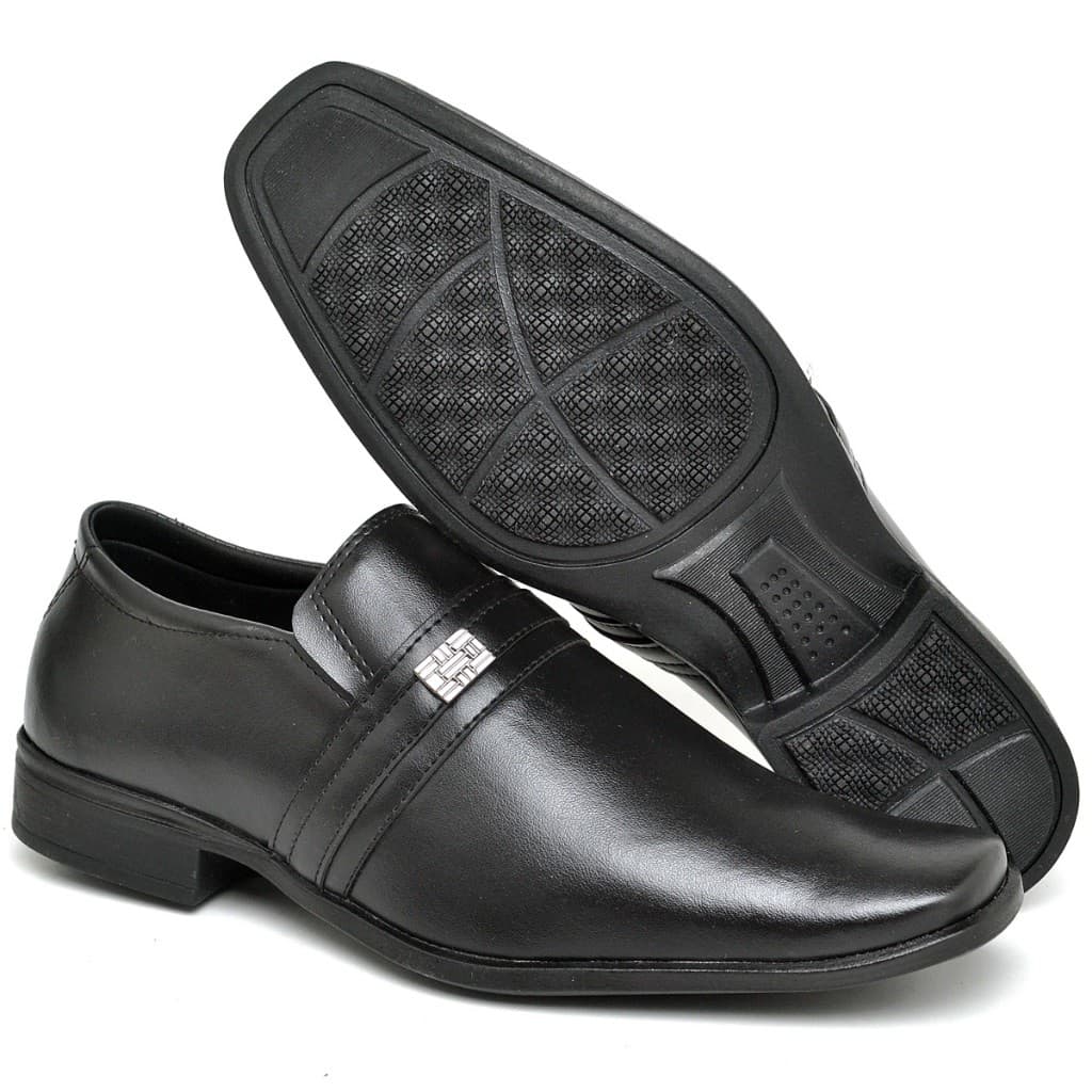 Sapato Social Masculino Preto com Fivela Elegante e Confortável