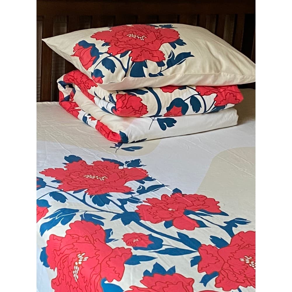 Sarja de algodão puro escovado capa de edredão lençol de algodão fronha pode ser combinado festivo flor grande