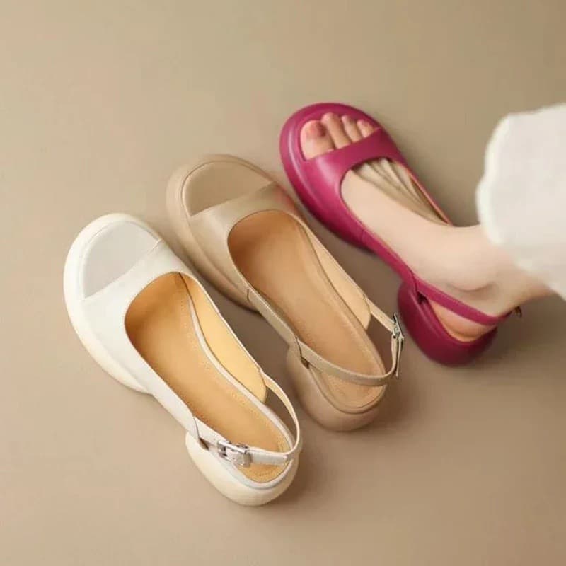 Novas Sandálias Casuais Femininas de Couro PU com Plataforma, Estilo Gladiador, Bico Aberto, para Praia, Sandálias Roman