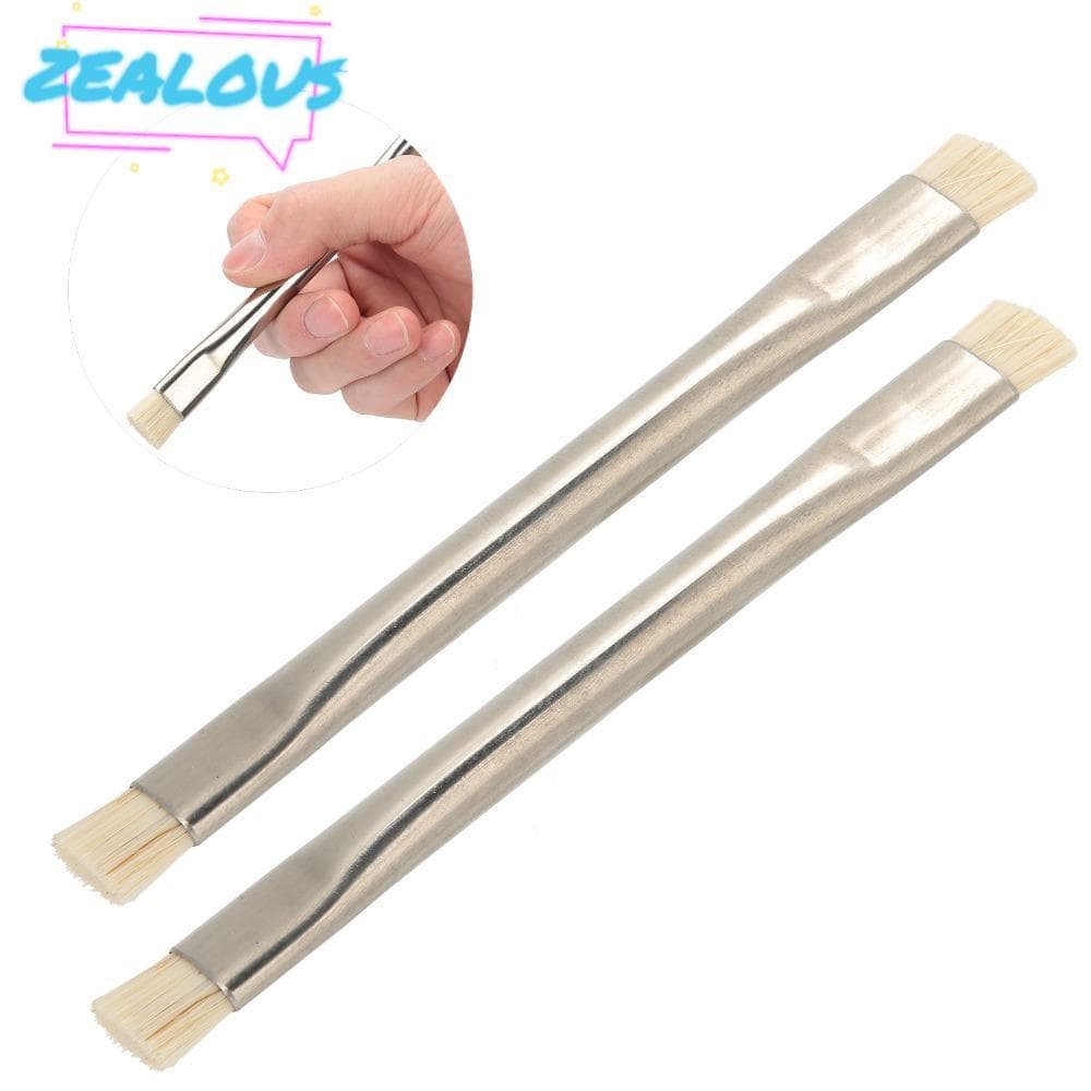 ZEALOUSSS 2 Peças Escova De Limpeza Segura Para Placa-Mãe ESD , Antiestática De Metal De Cabeça Dupla , Cerdas Curtas