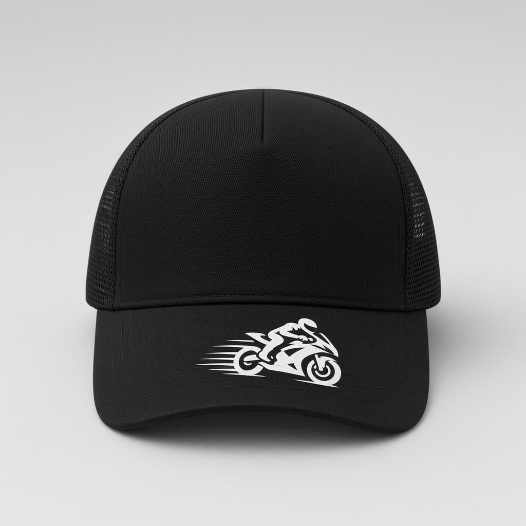 Boné Trucker Estampadado Moto Na Aba Redinha Telinha Aba Curva Americano Unissex Confortavel Chapéu Gorro