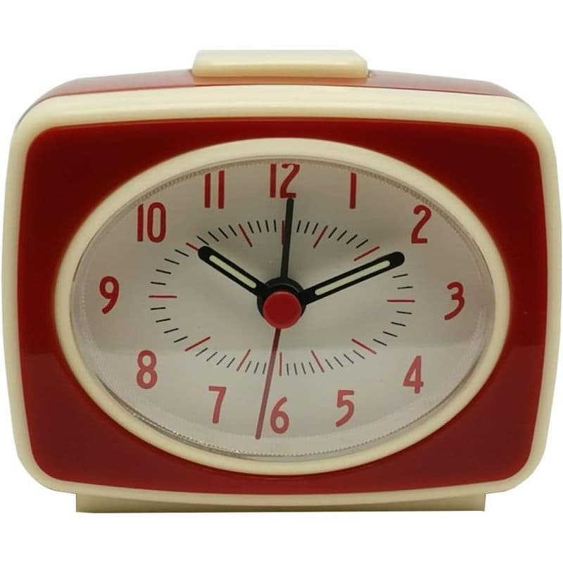 Vermelho Pequeno Despertador Movimento De Quartzo Silencioso Analógico Estilo Clássico Vintage Alimentado Por Bateria
