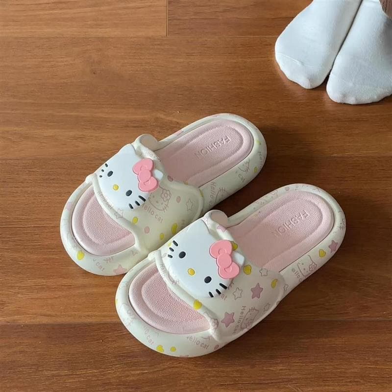 Macio bonito gatinho chinelos feminino 2026 novo estilo casa dormitório estudante doce impressão All-Match antiderrapant