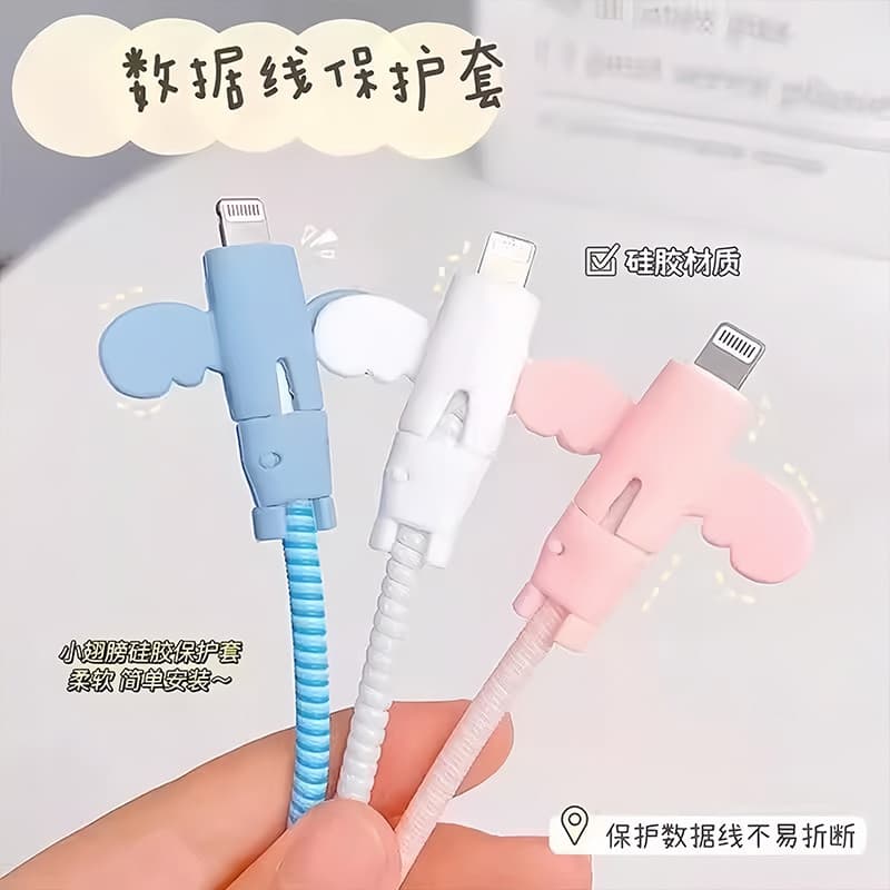 Anti-quebra Universal pequeno anjo cabo de dados manga protetora cabeça cabo de carregamento manga protetora conector de