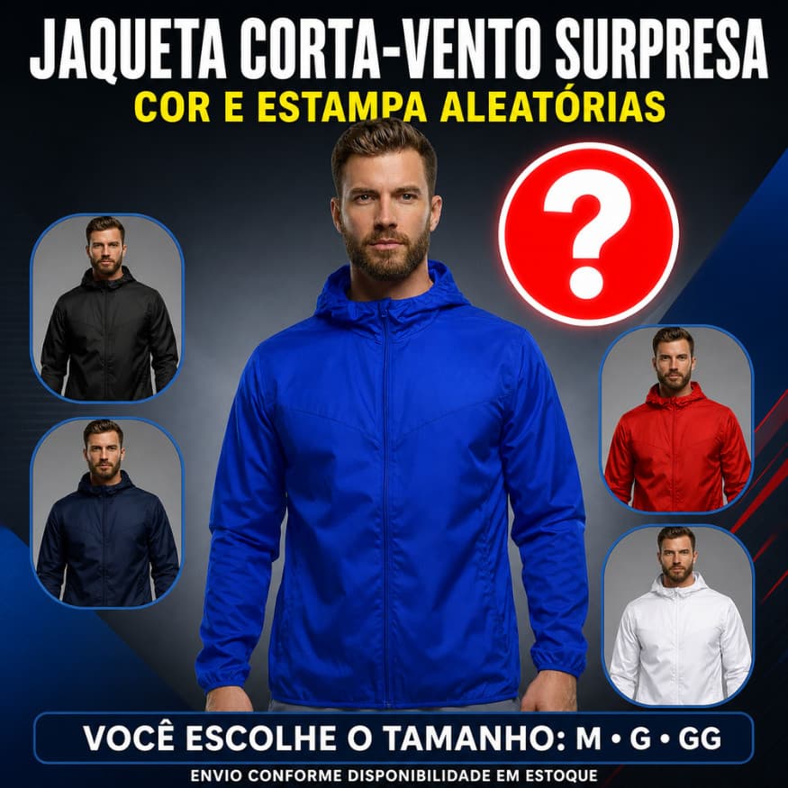 JAQUETA CORTA VENTO MASCULINA LEVE COM CAPUZ ESPORTIVA PARA ACADEMIA CORRIDA TREINO ALEATÓRIO