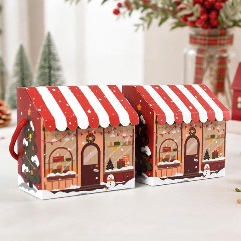 20 cabines de natal forma caixa de presente caixa de embalagem de presente de feriado bonito decoração de neve caixa de