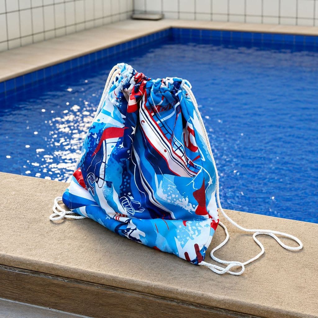 Toalha de Banho Grande Estampada Cor Azul de Algodão