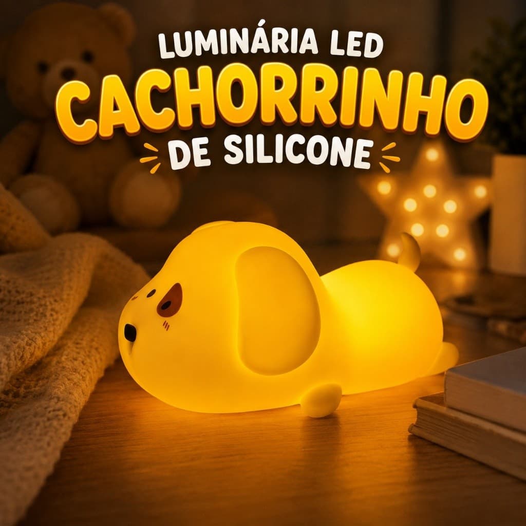 Luminaria Led Cachorrinho Silicone Luz Noturna Decoracao Quarto Infantil