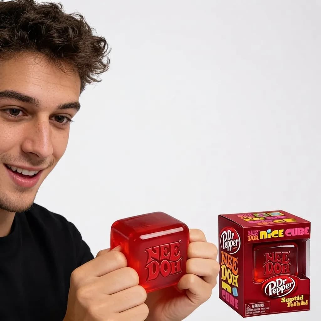 NeeDoh Nice Cube Squeeze Fidget Toy - Brinquedo Sensorial Antistress, Squishy de Subida Lenta para Crianças Dr Pepper