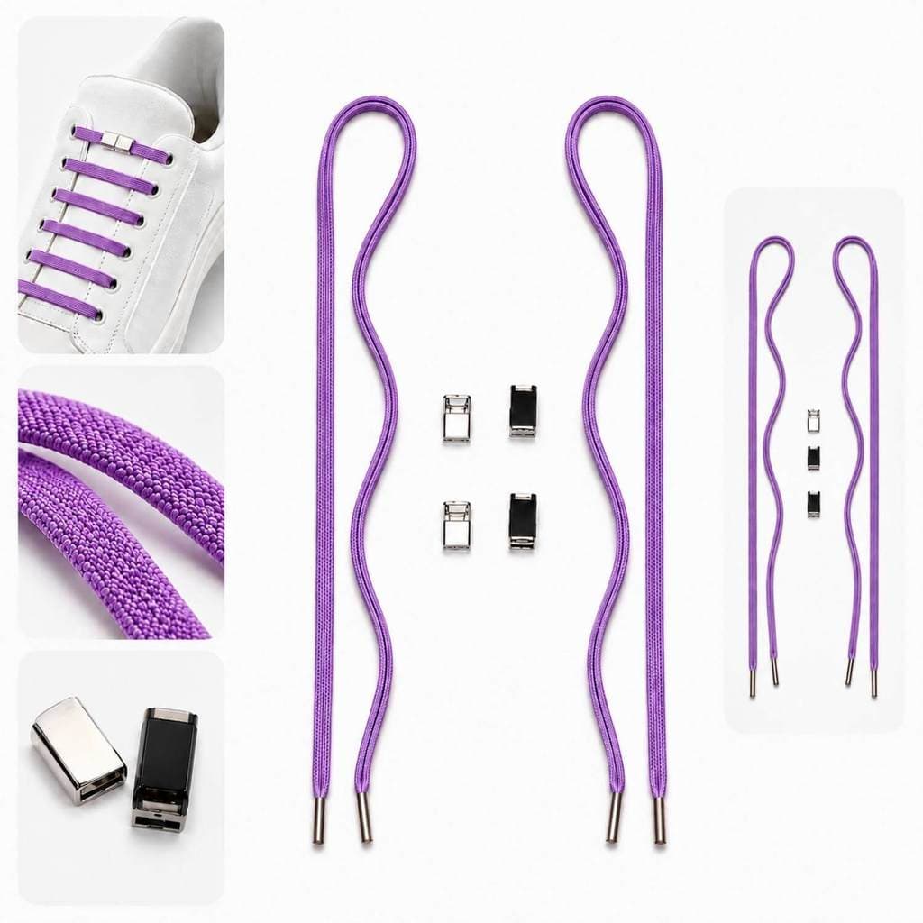 Par de Cadarço Elástico com Fecho Magnético Roxo