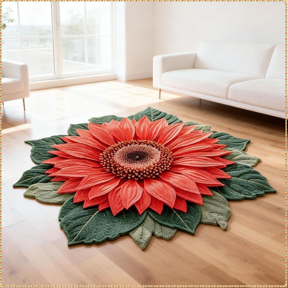 Tapete De Girassol  , Absorvente Macio Banheiro Antiderrapante Em Formato Especial 60x60cm