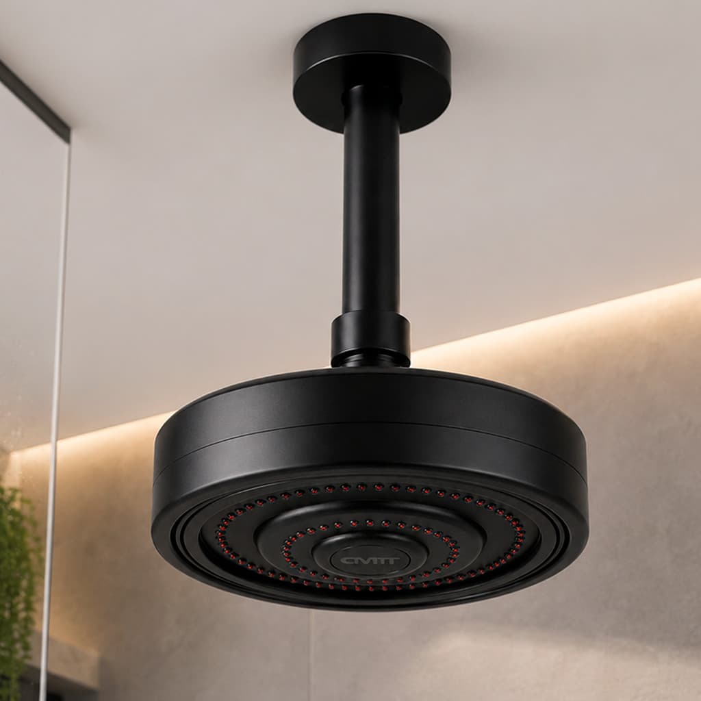 Ducha Chuveiro Teto Civitt Preto Fosco Auto Limpante - Inox