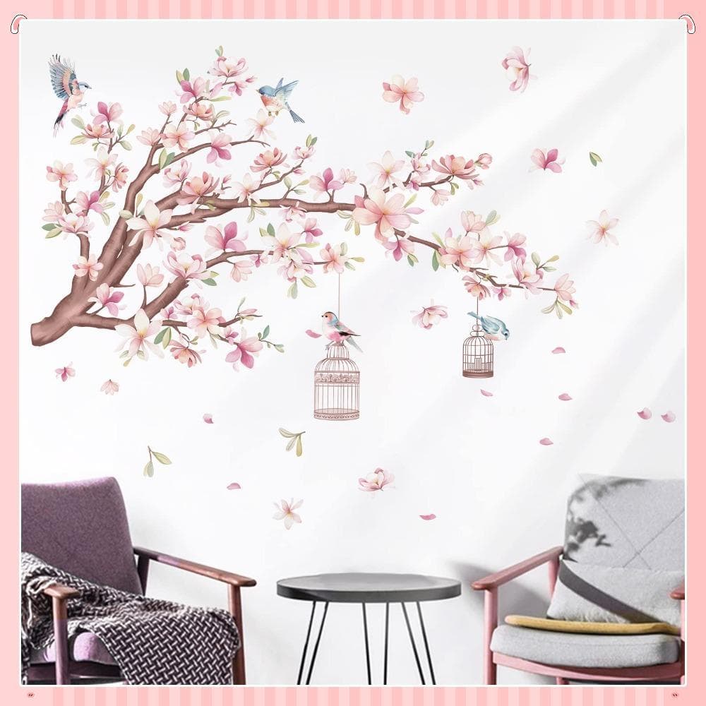Decalques De Parede De Flores , PVC 23.62 Pol . * 11.81 Adesivos Flor De Cerejeira , Árvore Rosa