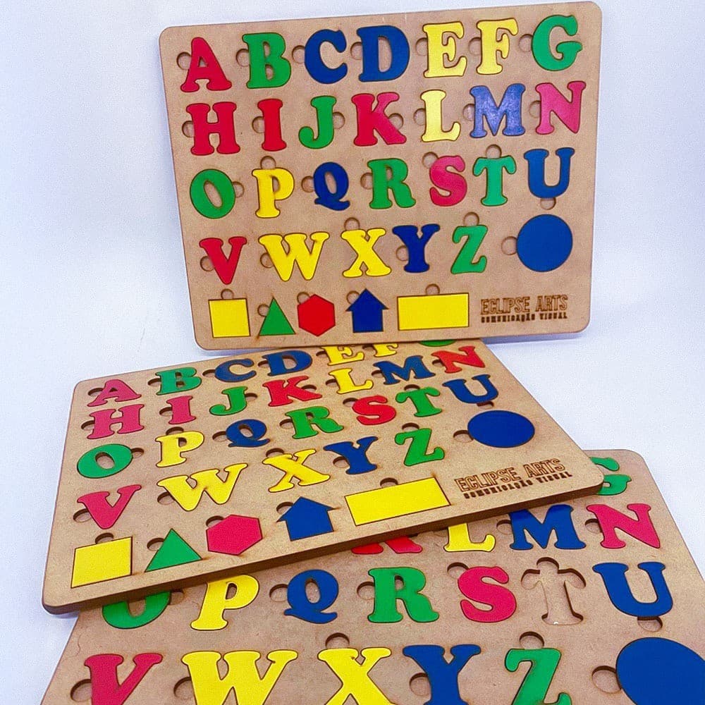 Quebra Cabeça Alfabeto em MDF  Brinquedo Educativo Infantil  31x23cm