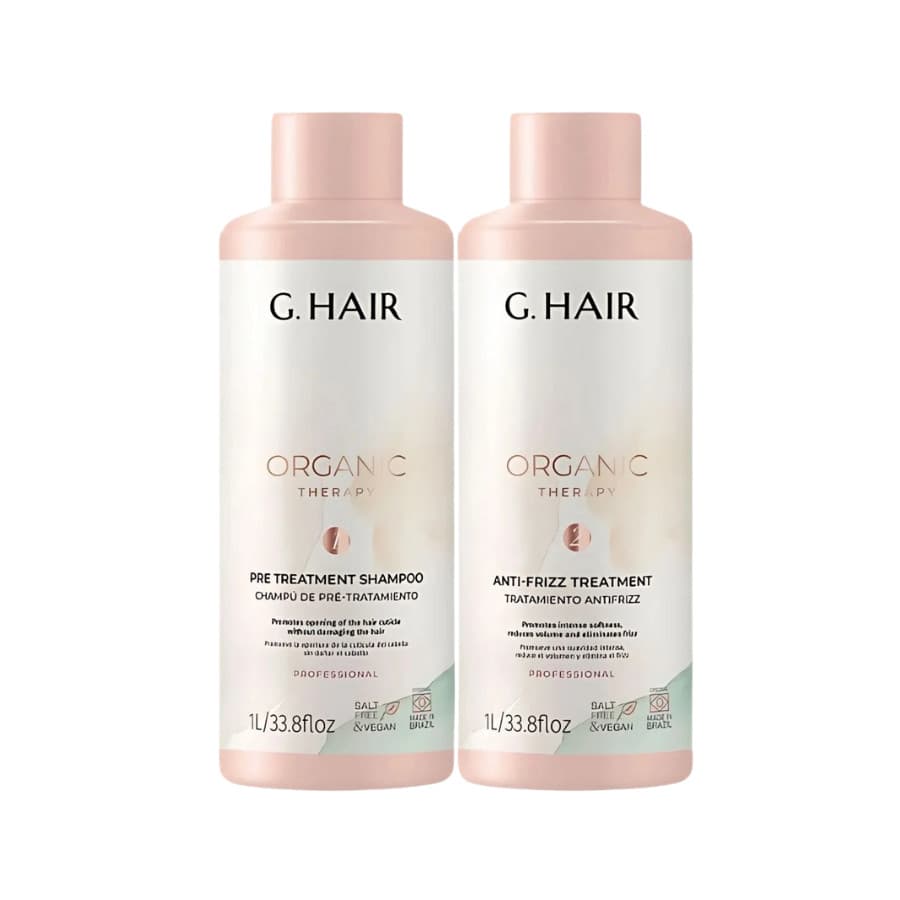 G.Hair Organic Therapy 2x1L – Tratamento Antivolume e Antifrizz com Efeito Liso Natural