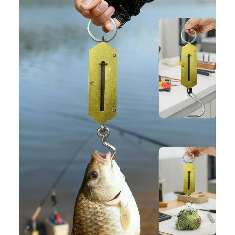 Balança Peixeira Metal Manual Mala Suspensa Gancho 12kg Resitente Peso Preciso Portátil