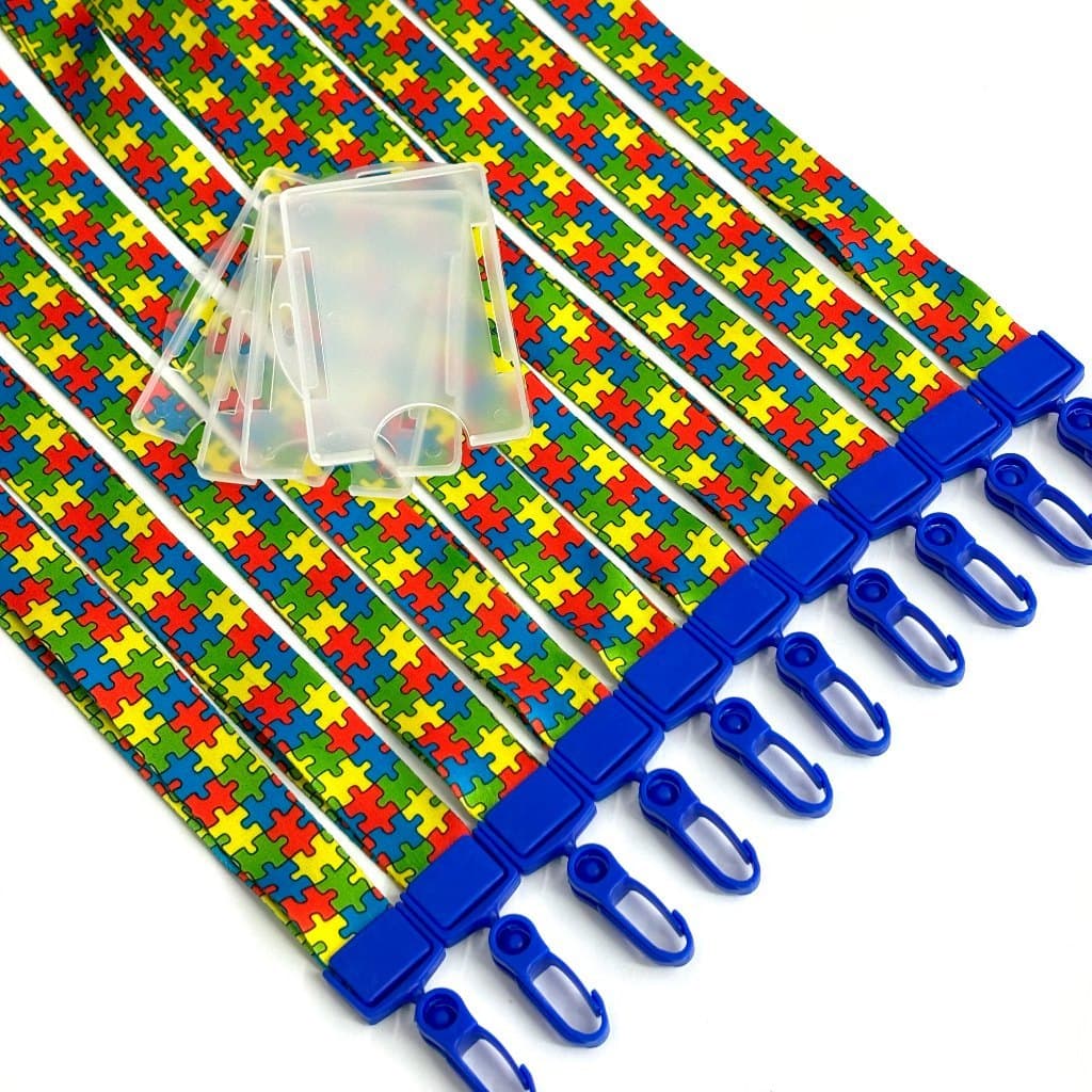 100 Cordões Quebra-cabeça Com Trava De Segurança + Porta Crachá