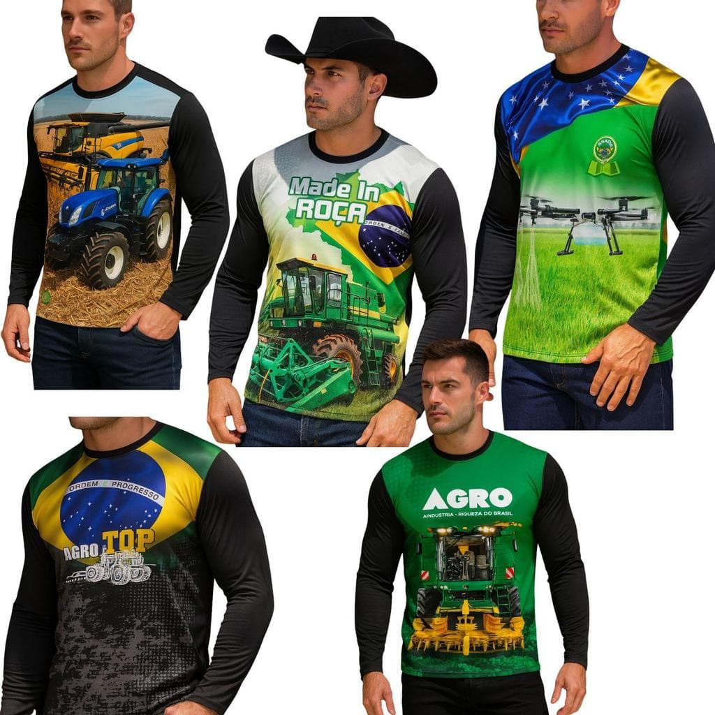 Camisa Camiseta Masculina e Feminina Uv Proteção Solar Agro Rural Trator 1