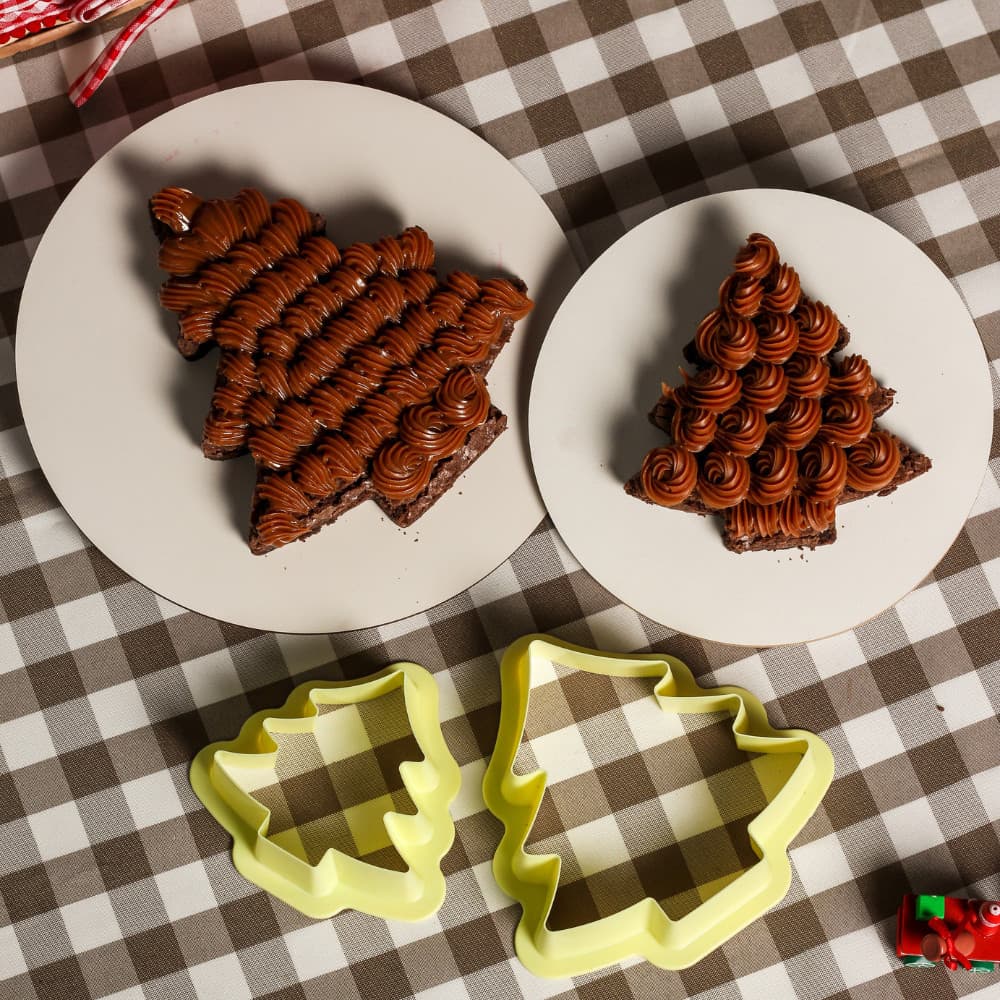 Kit Cortadores Ana Brownie Árvore de Natal c/4 pcs BlueStar Brownie Bolos Massas Decoração Natalina