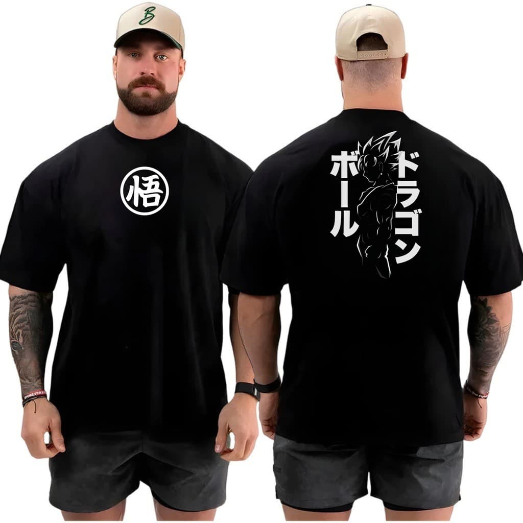 Camiseta masculina Oversized  para Academia Musculação camisa premium over Goku 1107 100% Algodão