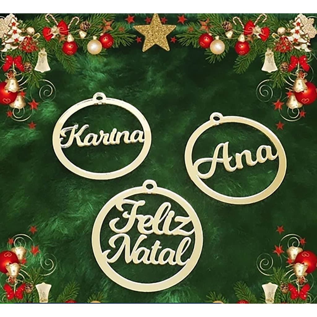 Bola de Natal personalizada em Acrílico Espelhado - Enfeite Natalino Personalizável com Nome
