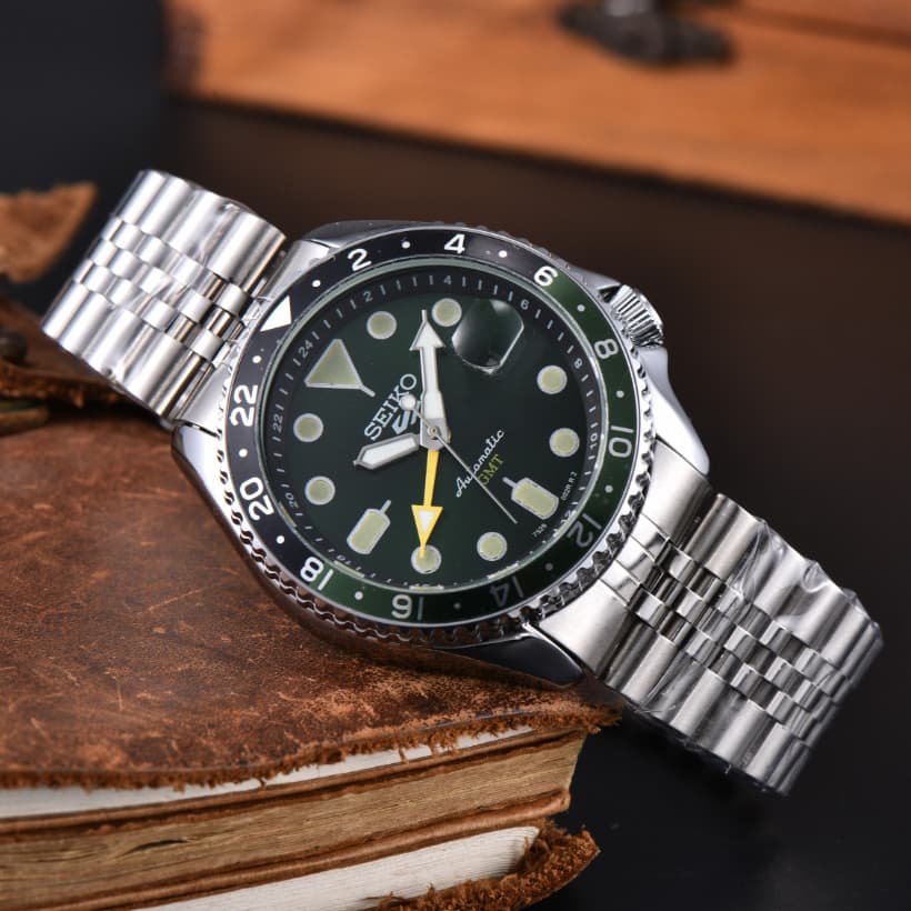 Moda Negócios S/EI/KO. Movimento Mecânico Calendário de 3 Agulhas Pulseira de Aço Esqueleto Relógio Masculino