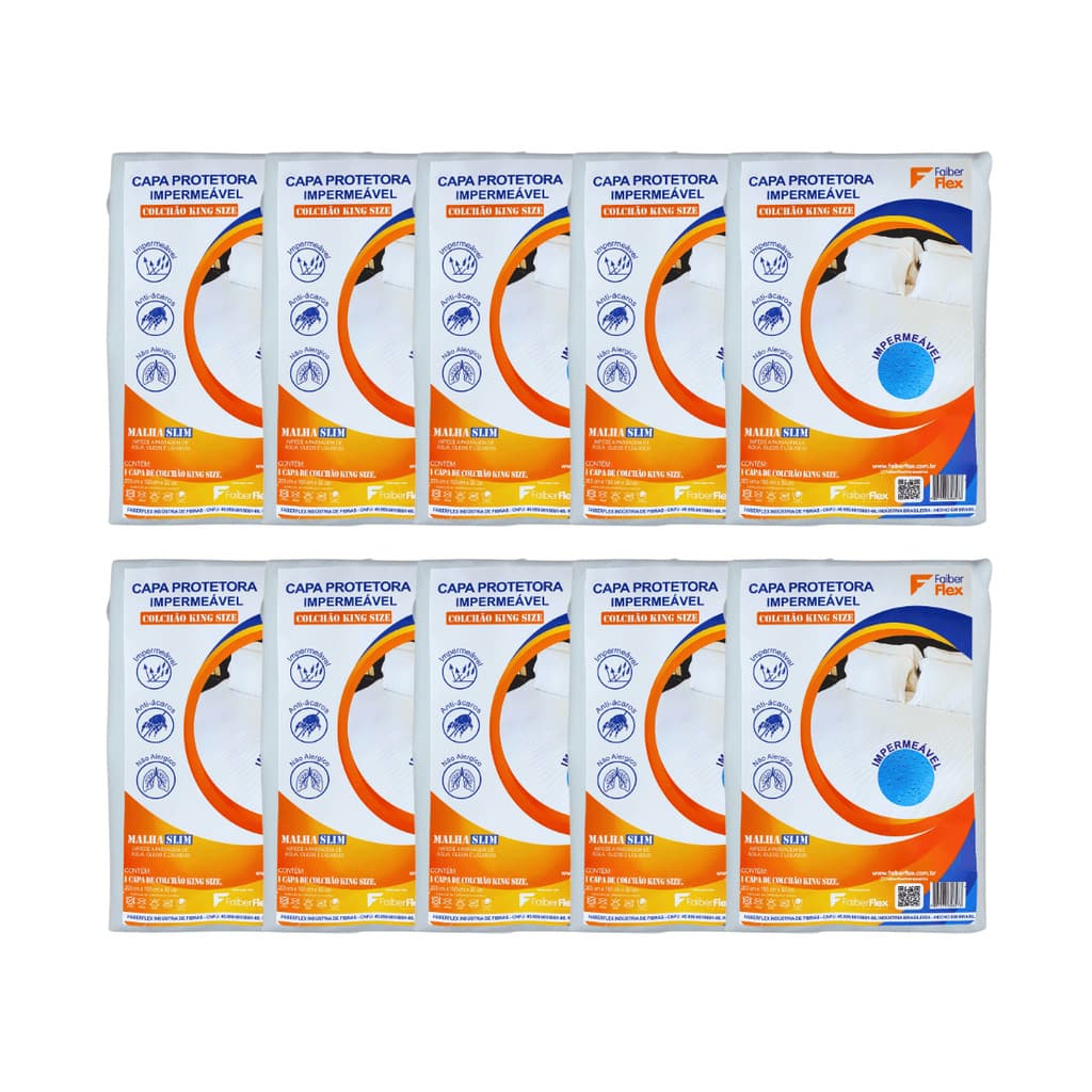 Kit 10 Capas Protetoras King Impermeável Antiácaro Malha