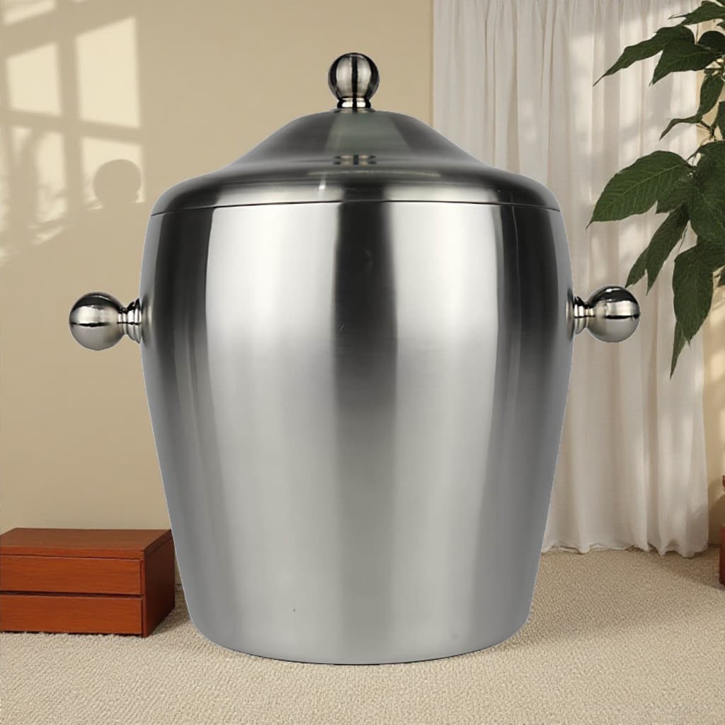 Balde de gelo em forma de tambor de aço inoxidável grosso dupla camada estilo europeu balde de vinho gelo vinho tinto ge