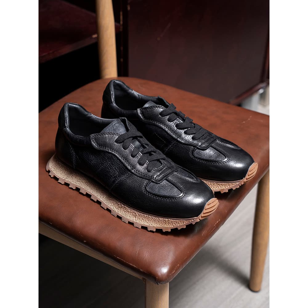 Japonês Retro couro genuíno sapatos de treinamento alemão masculino outono inverno de sola grossa esportes sapatos casua